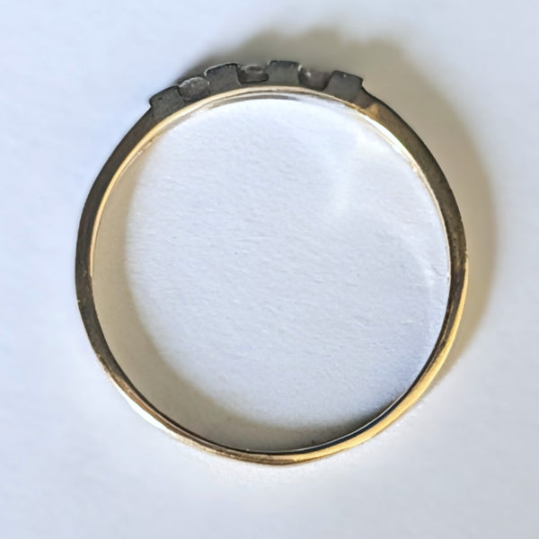 Vintage Diamonds 14k Yellow White Gold Wedding Band Ring Estate Bridal Retro