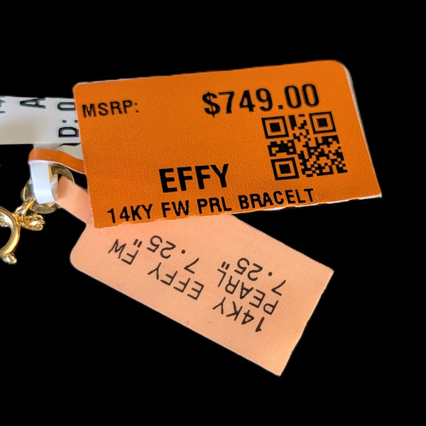 EFFY NWT 14k Yellow Gold Tahitian Pearl Station Bracelet Signed New Old Stock effy tag