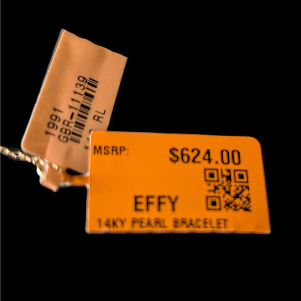 EFFY 14k Yellow Gold Multi Color Cultured Pearl Station Bracelet New Old Stock