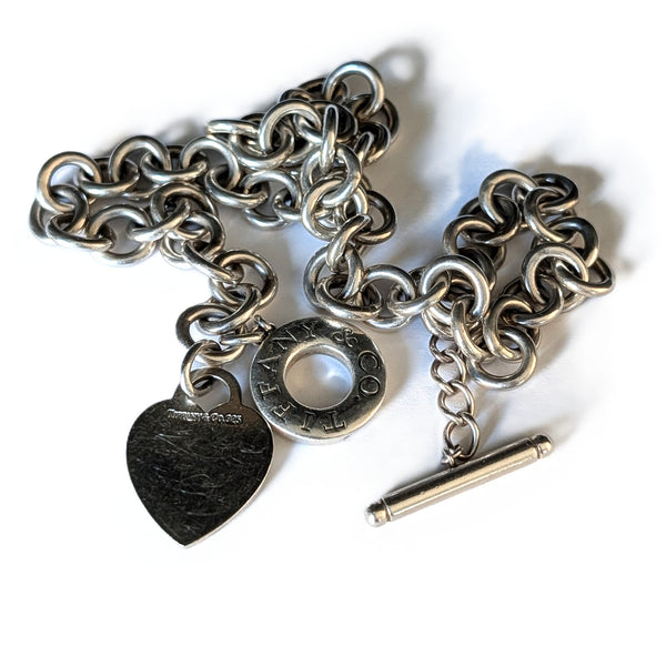 Vintage Return Tiffany & Co Toggle Heart Tag Necklace Sterling Silver 