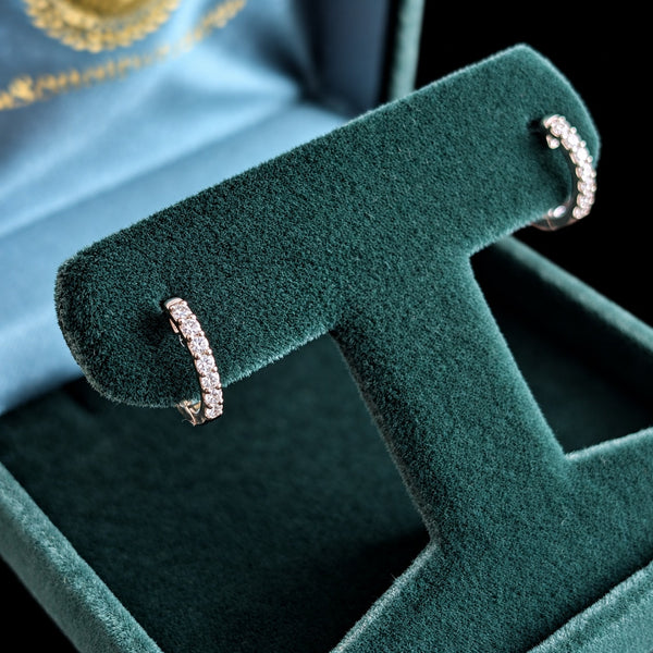 FERKOS Natural Diamonds 14k White Gold Mini Hoop Earrings Estate
