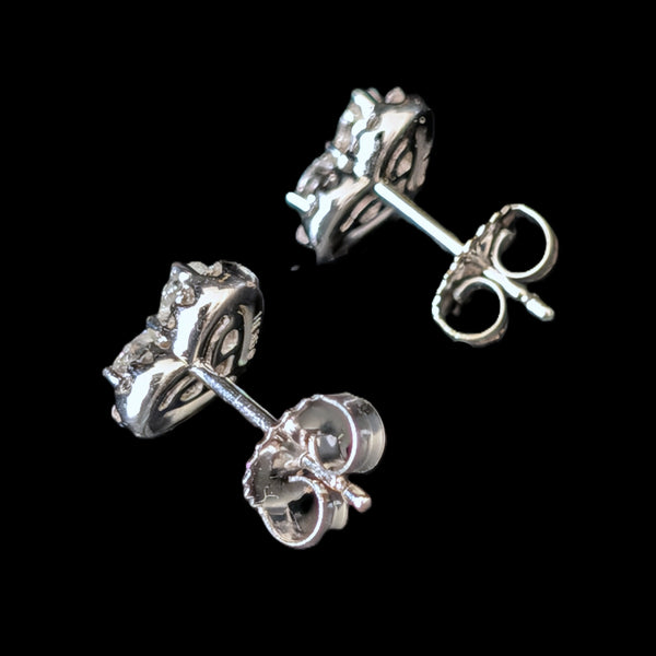 Estate Natural Diamonds 14k White Gold Heart Earrings Stud Caliber Cut Gift 
