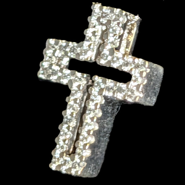 Vintage BH Effy Diamonds 14k White Gold Cross Pendant Estate Signed Christian 