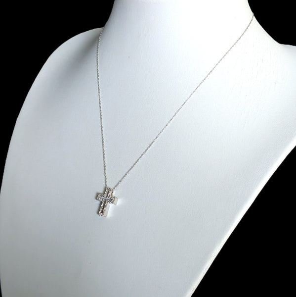 Vintage BH Effy Diamonds 14k White Gold Cross Pendant Estate Signed Christian 