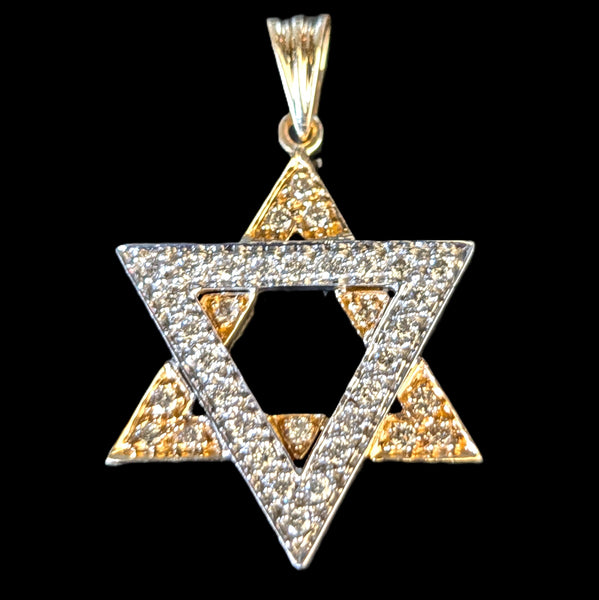 Vintage Star of David Diamonds 14k Multi Tone Gold Pendant Estate Judaica Gift