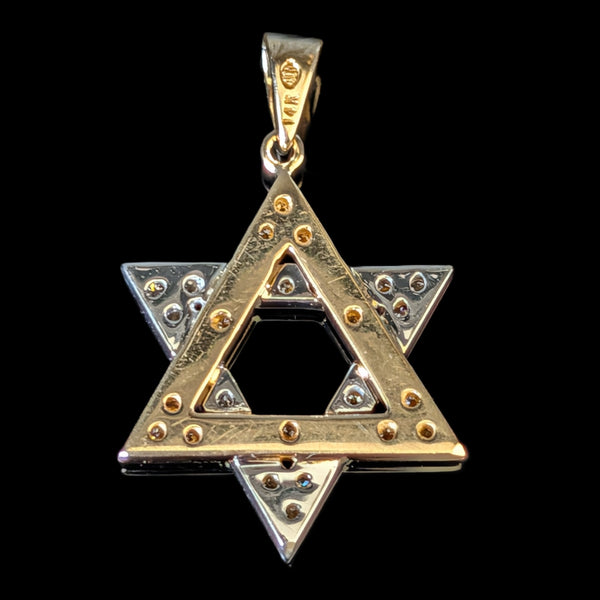 Vintage Star of David Diamonds 14k Multi Tone Gold Pendant Estate Judaica Gift