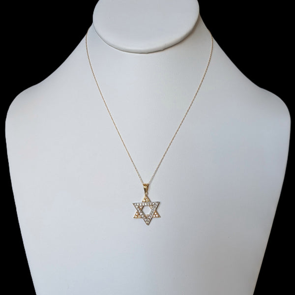 Vintage Star of David Diamonds 14k Multi Tone Gold Pendant Estate Judaica Gift