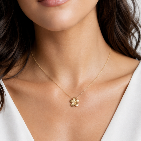 Estate Diamond 14k Yellow Gold Flower Pendant on 10k Gold Chain Necklace Floral