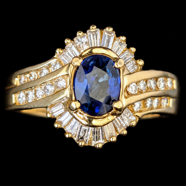 Faenza - Vintage Sapphire Diamond 14k Yellow Gold Cocktail Ring