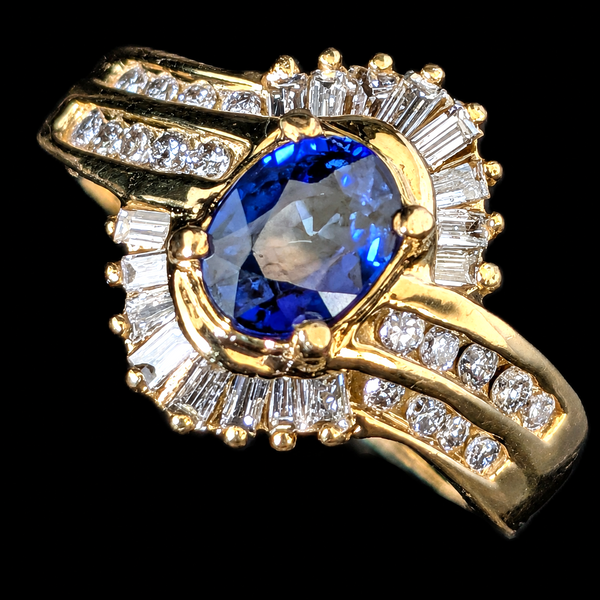 Faenza - Vintage Sapphire Diamond 14k Yellow Gold Cocktail Ring