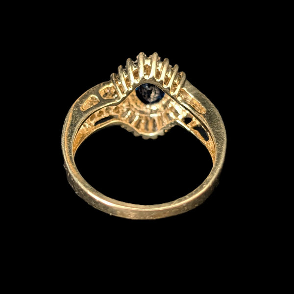 Faenza - Vintage Sapphire Diamond 14k Yellow Gold Cocktail Ring