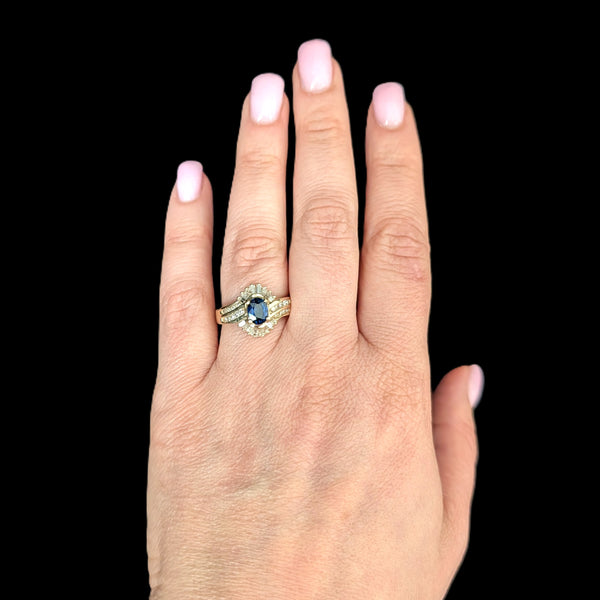 Faenza - Vintage Sapphire Diamond 14k Yellow Gold Cocktail Ring