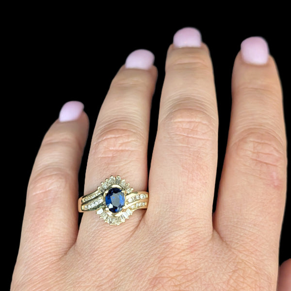 Faenza - Vintage Sapphire Diamond 14k Yellow Gold Cocktail Ring