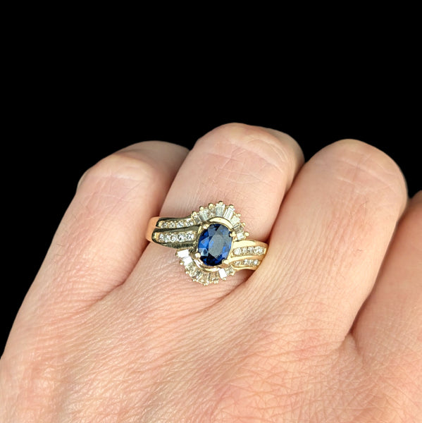 Faenza - Vintage Sapphire Diamond 14k Yellow Gold Cocktail Ring