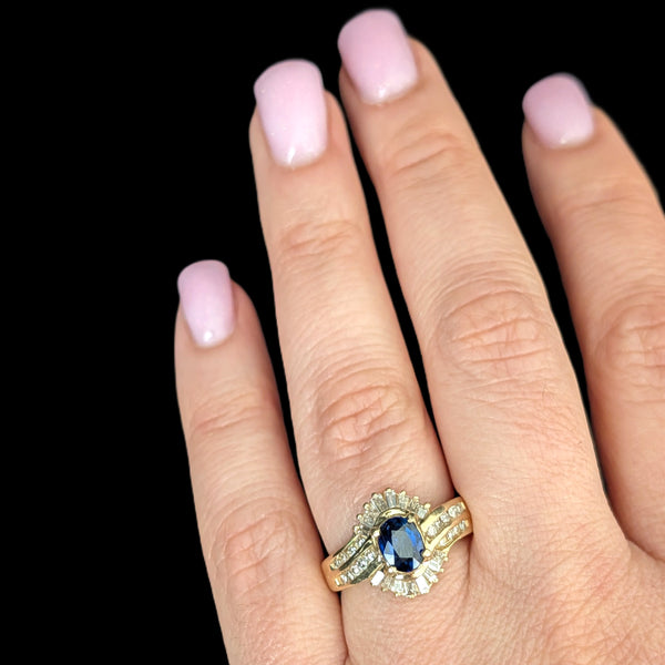 Faenza - Vintage Sapphire Diamond 14k Yellow Gold Cocktail Ring