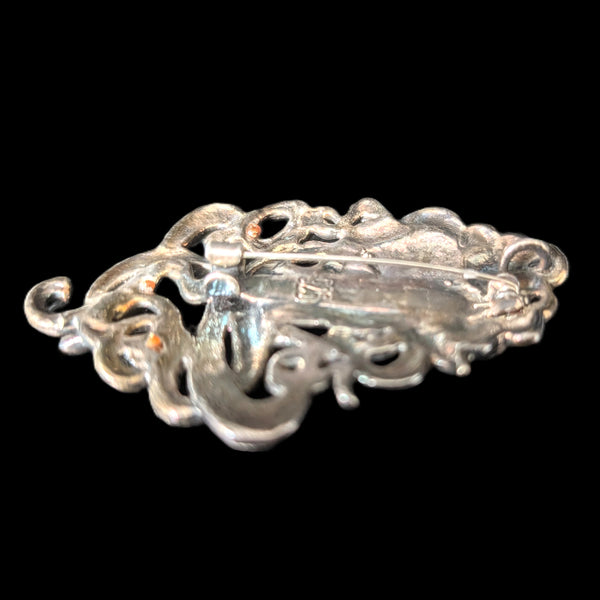 Art Nouveau Sterling Silver Nymph Maiden Pendant / Brooch Convertible Antique