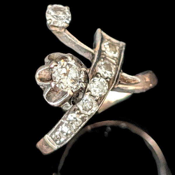 Lacombe - Vintage Diamonds 14k & 18k Multi Tone Gold Soviet Era Ring