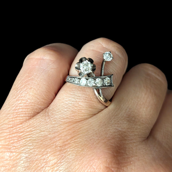 Lacombe - Vintage Diamonds 14k & 18k Multi Tone Gold Soviet Era Ring