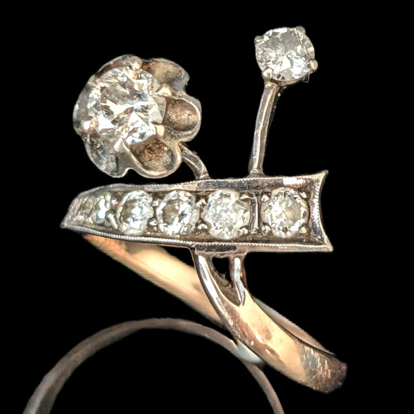 Lacombe - Vintage Diamonds 14k & 18k Multi Tone Gold Soviet Era Ring