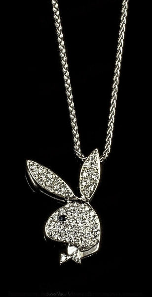 Vienna - Vintage Diamonds 14k White Gold Playboy Bunny Necklace