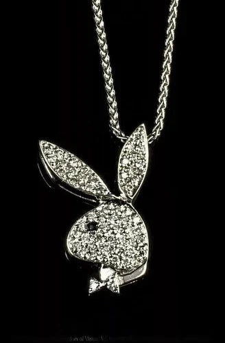 Vienna - Vintage Diamonds 14k White Gold Playboy Bunny Necklace