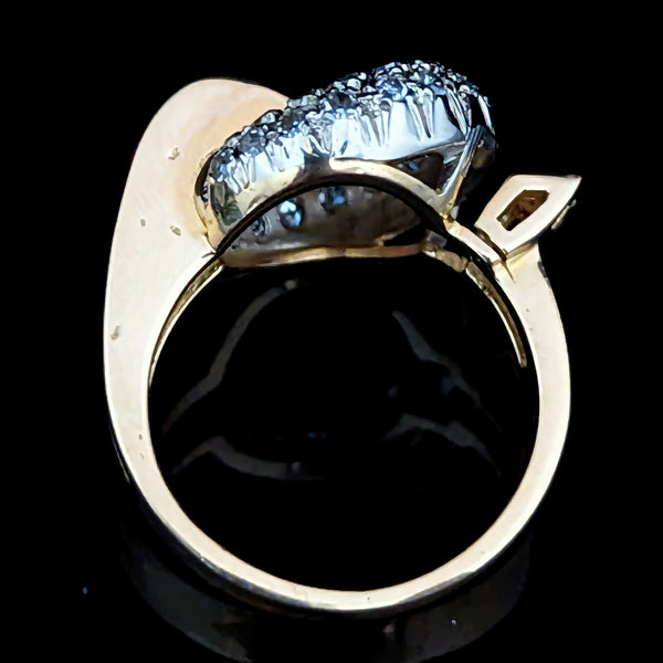 1939 Retro Diamonds Rubies 18k Multi Tone Gold Cocktail Ring Vintage Mid Century