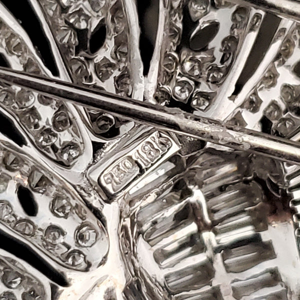 1950s Large 5.30 Carats Diamonds 18k White Gold Brooch Vintage Retro Mid Century