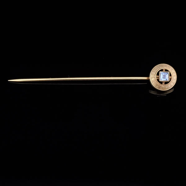 The Biddeford - Antique Kashmir Blue Sapphire 14k Gold Stick Pin