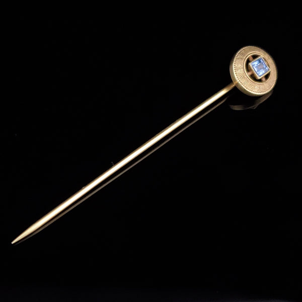The Biddeford - Antique Kashmir Blue Sapphire 14k Gold Stick Pin