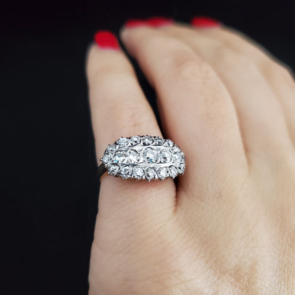 The Milton - Estate Old European Cut Diamond 14k Gold and Platinum Cluster Ring