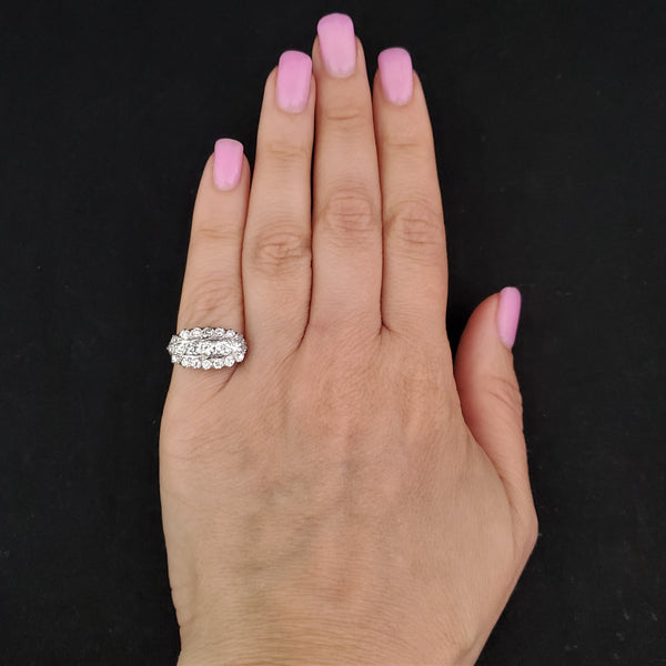 The Milton - Estate Old European Cut Diamond 14k Gold and Platinum Cluster Ring