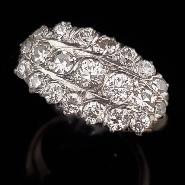 The Milton - Estate Old European Cut Diamond 14k Gold and Platinum Cluster Ring