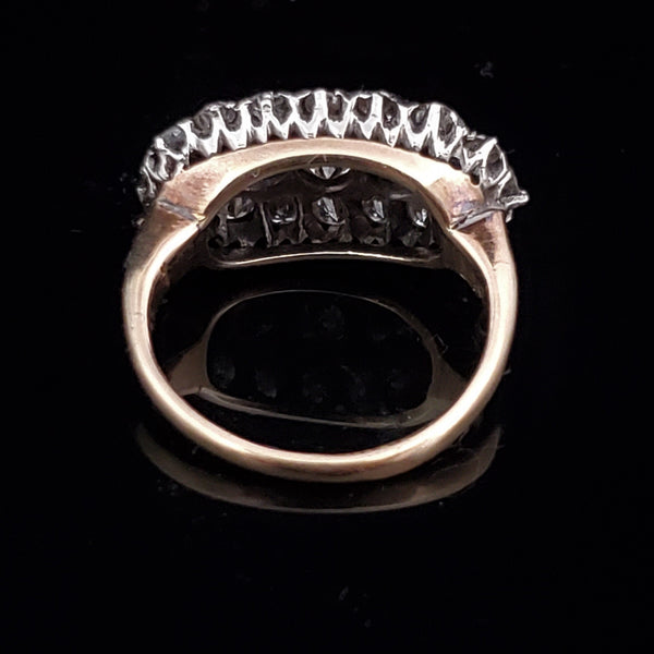 The Milton - Estate Old European Cut Diamond 14k Gold and Platinum Cluster Ring