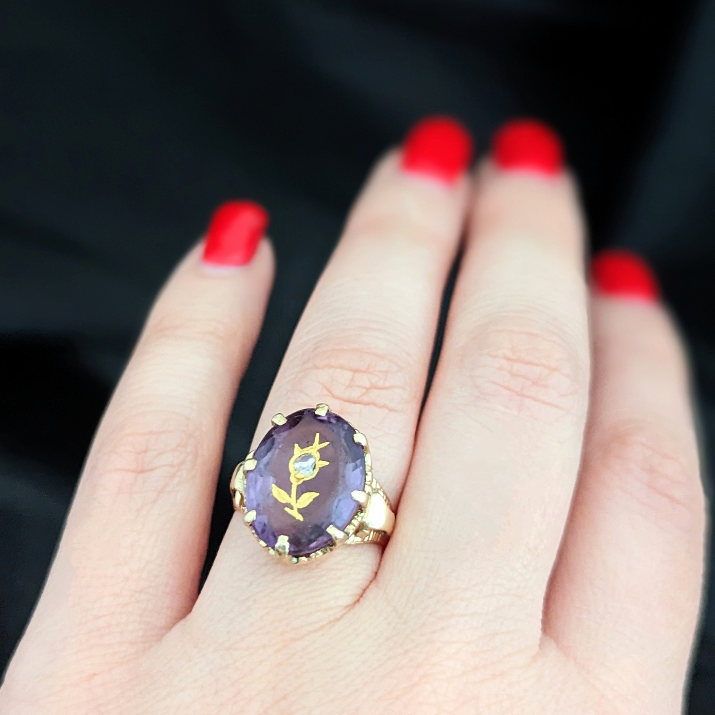 Amethyst on sale inlay ring