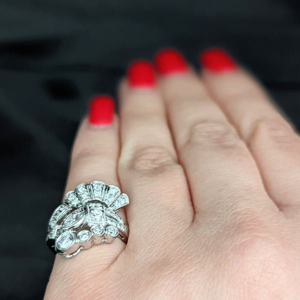 ART DECO DIAMOND PLATINUM COCKTAIL RING