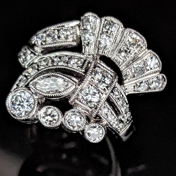 The Eliat - Art Deco Diamond Platinum Cocktail Ring