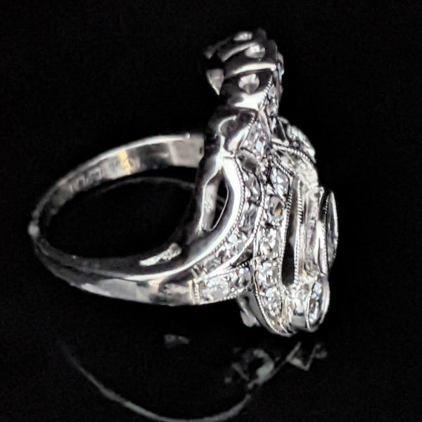 ART DECO DIAMOND PLATINUM COCKTAIL RING