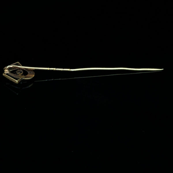 The Seattle - Art Nouveau Era Old Cut Diamond 18k Gold Stick Pin
