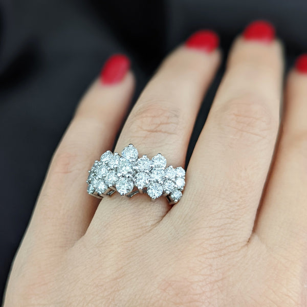 Estate 3.4ct Diamond 14k Gold Cocktail Cluster Ring