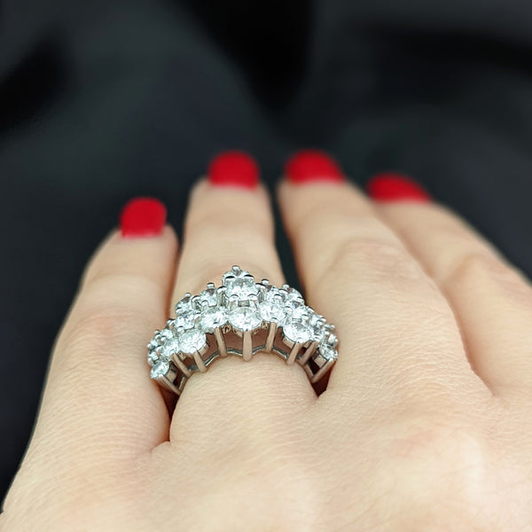 Estate 3.4ct Diamond 14k Gold Cocktail Cluster Ring