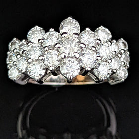 Estate 3.4ct Diamond 14k Gold Cocktail Cluster Ring