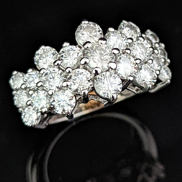 Estate 3.4ct Diamond 14k Gold Cocktail Cluster Ring