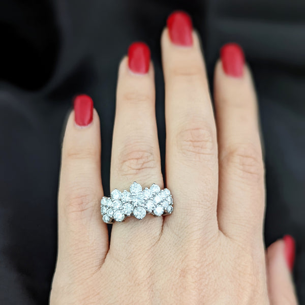 Estate 3.4ct Diamond 14k Gold Cocktail Cluster Ring