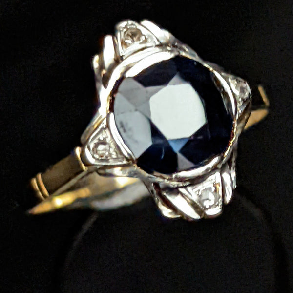 Estate Sapphire Diamond 18k 14k Gold Ring