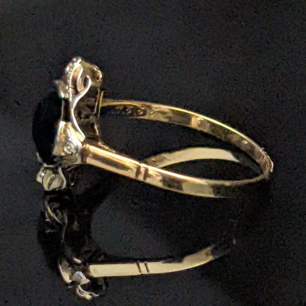 Estate Sapphire Diamond 18k 14k Gold Ring