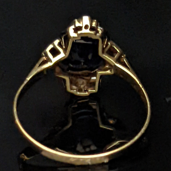 Estate Sapphire Diamond 18k 14k Gold Ring