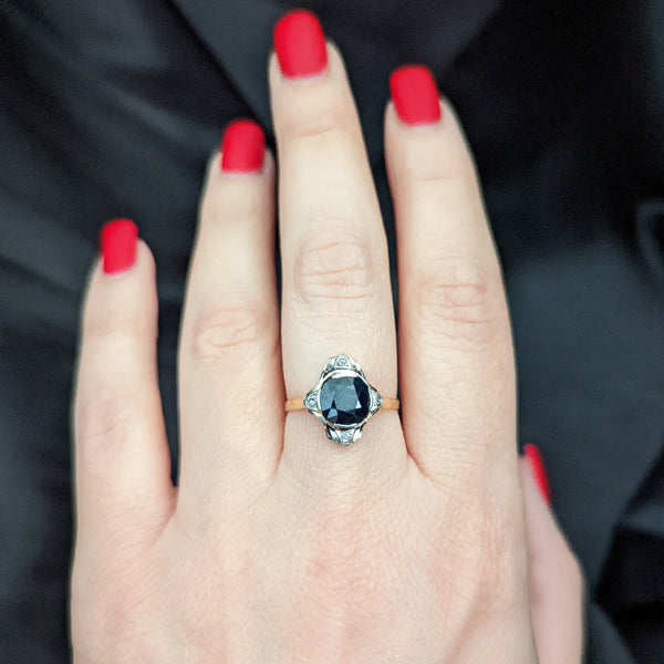 Estate Sapphire Diamond 18k 14k Gold Ring