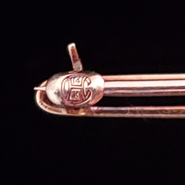 HAGERSTROM & CHAPMAN CO Antique Sapphire Old Cut Diamond Pearl 14k Gold Brooch