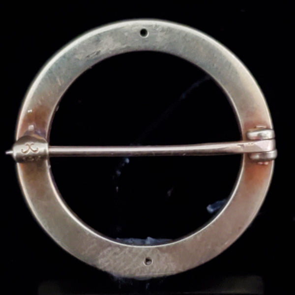 KREMENTZ Art Deco Era 14k White Gold Circle Brooch Pin 1920-30s Vintage Estate