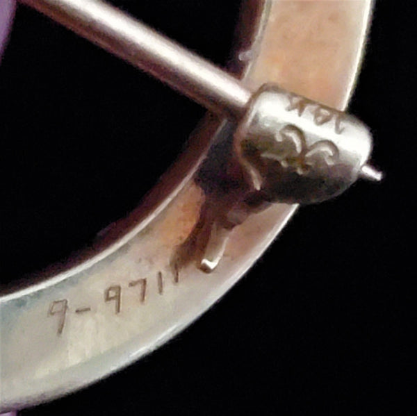 KREMENTZ Art Deco Era 14k White Gold Circle Brooch Pin 1920-30s Vintage Estate